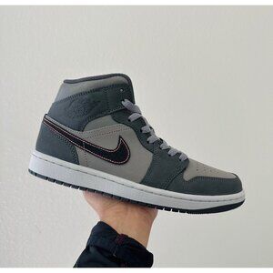 7 MENS Nike Air Jordan 1 Mid 'Night Stadium' Orange Grey FQ8338-017